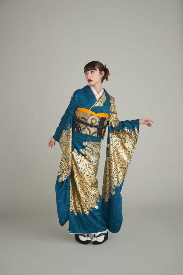 瑠璃金の装｜振袖レンタル FL-022