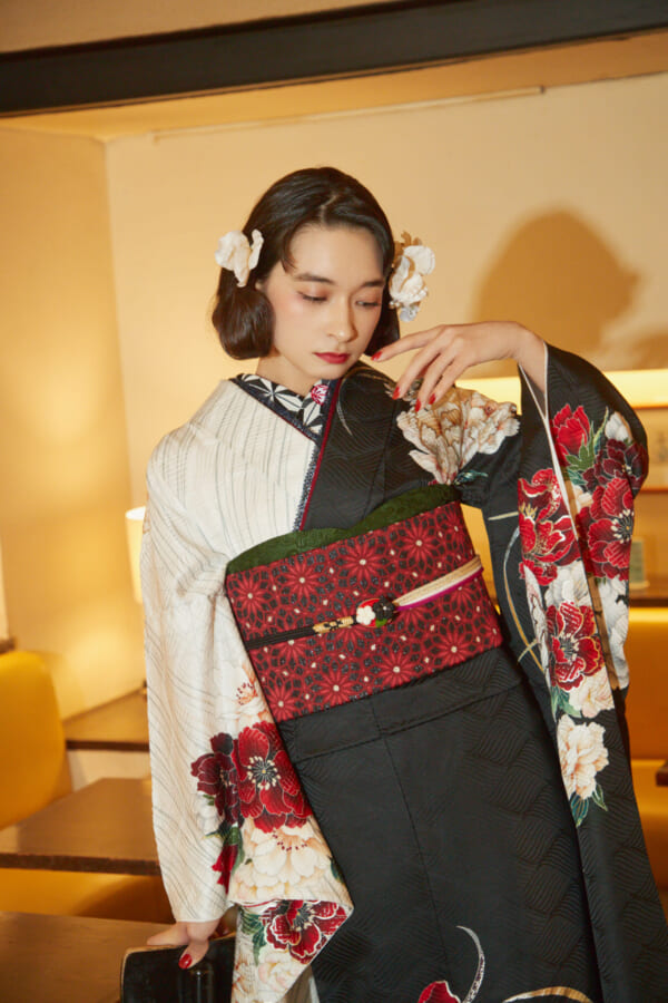 漆黒の華|振袖レンタル FL-019