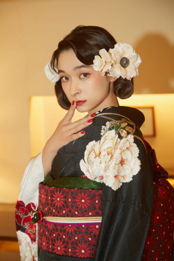 漆黒の華|振袖レンタル FL-019