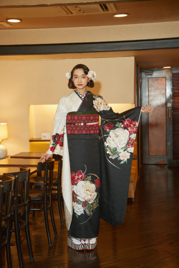 漆黒の華|振袖レンタル FL-019