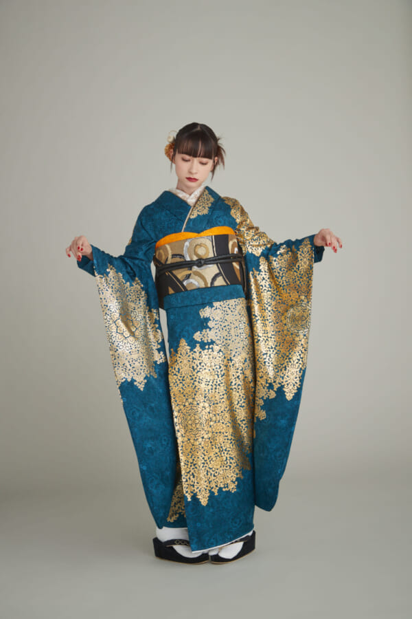 瑠璃金の装｜振袖レンタル FL-022