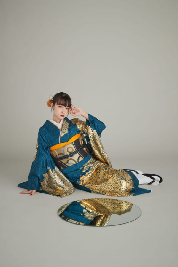 瑠璃金の装｜振袖レンタル FL-022